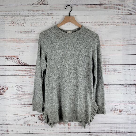 Anthropologie Postmark Gray Pullover Sweater Womens Size XS Ruffle Trim EUC - Picture 1 of 10